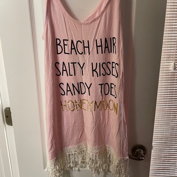M Light Pink Honeymoon beach Tank top from Davids Bridal - Picture 1 of 3